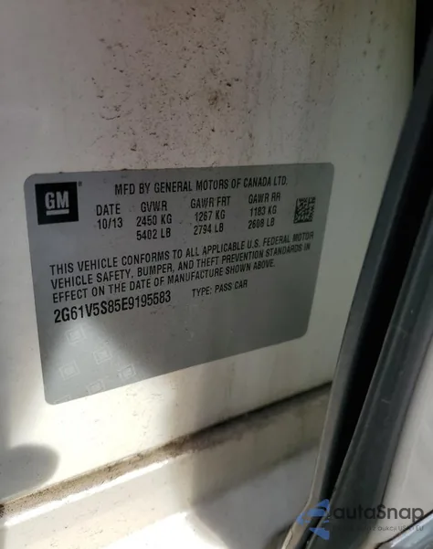 2014 Cadillac Xts Vsport Premium из США, поврежденный, VIN 2G61V5S85E9195583